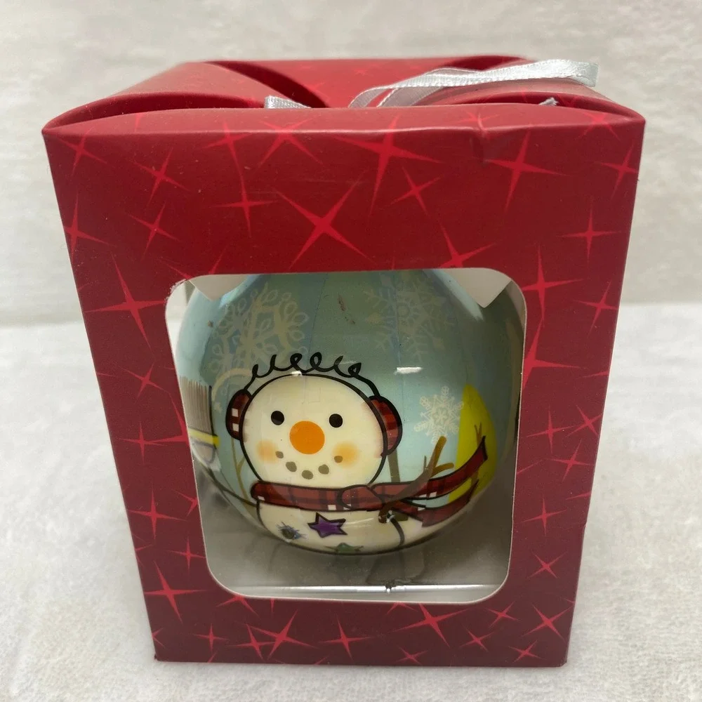 Twinkling Treasures Blinking Christmas Ornament Snowman Red Nose‎ Blue Hat Works